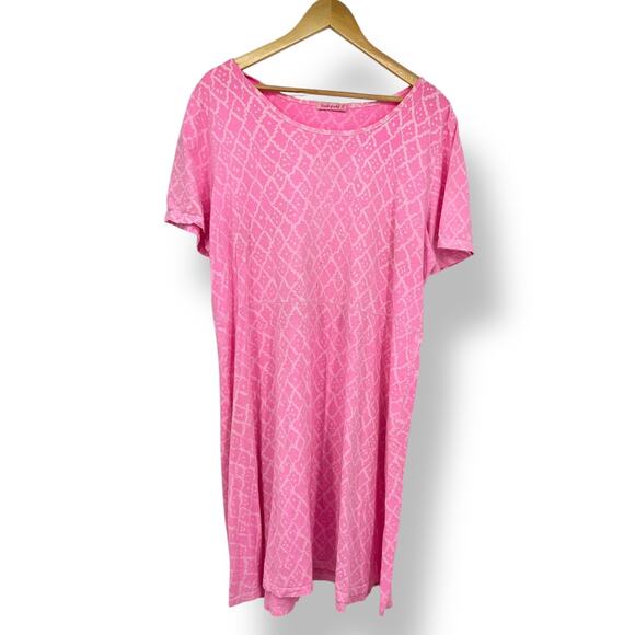 VTG Fresh Produce Midi Maxi Dress Pink Geometric  Women's 1X Made in the USA - Picture 1 of 5